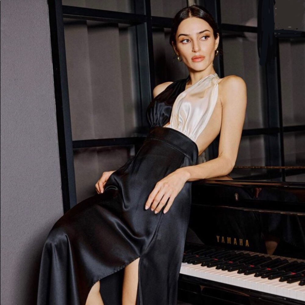 Silk Maison Piano Halter Neck Gown NWT (S)